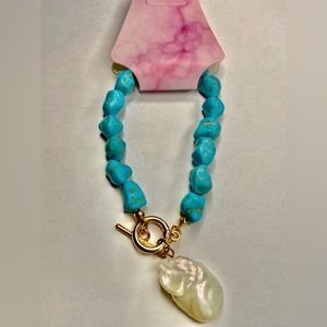 NEW TURQUOISE AND PEARL BRACELET